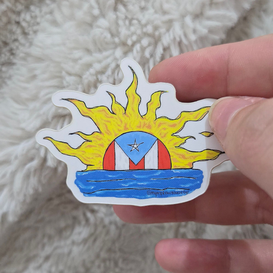 sticker- sun with la bandera e puerto rico ‧₊˚❀