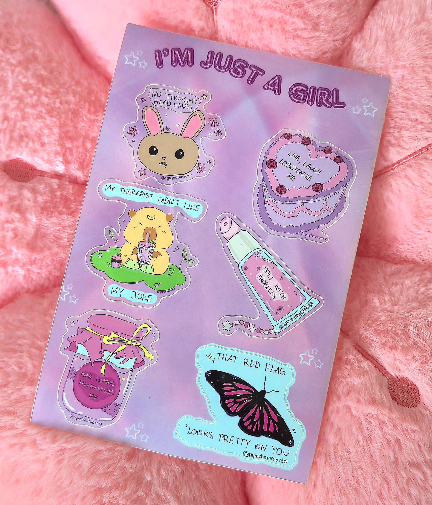 sticker sheet- im just a girl ‧₊˚❀