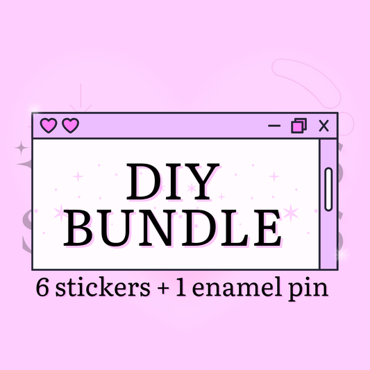 DIY bundle- 6 stickers + 1 pin ₊˚❀˖